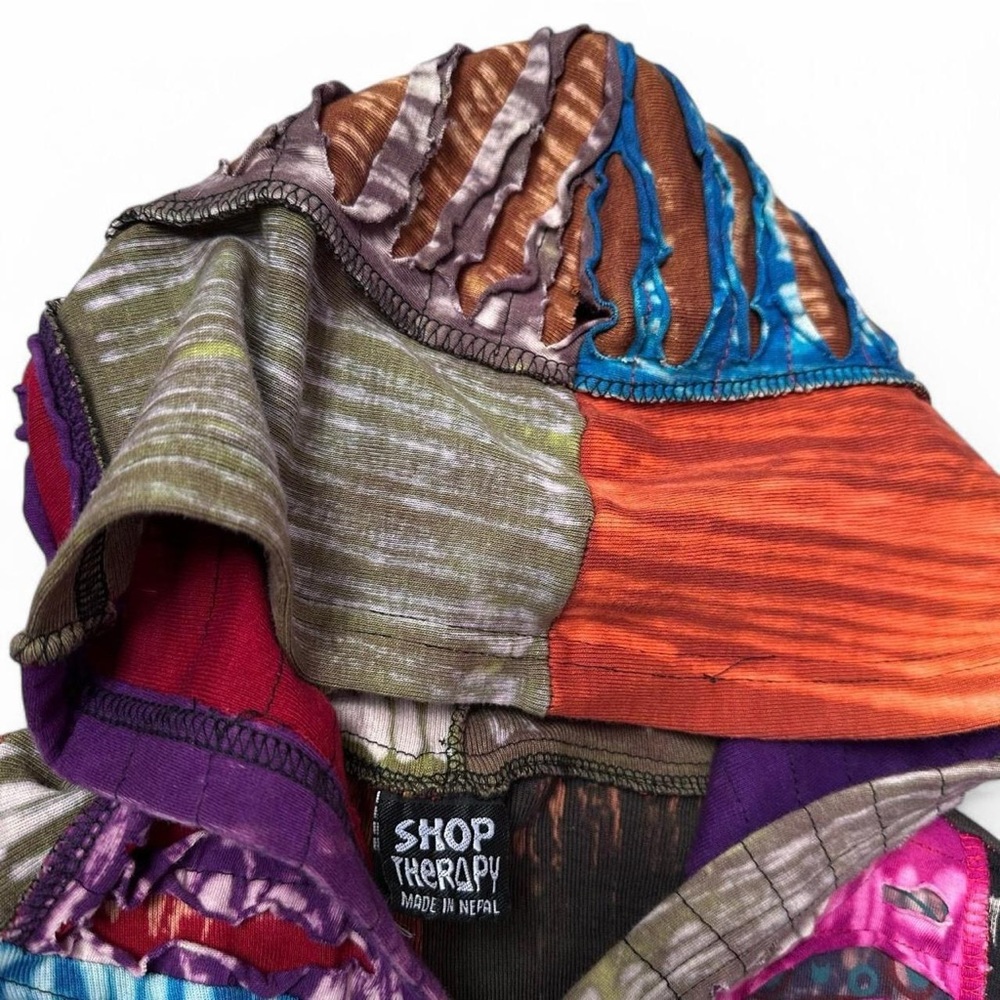 Y2k Tie-Dye Patchwork Embroidered Zip-Up Hoodie - image 5